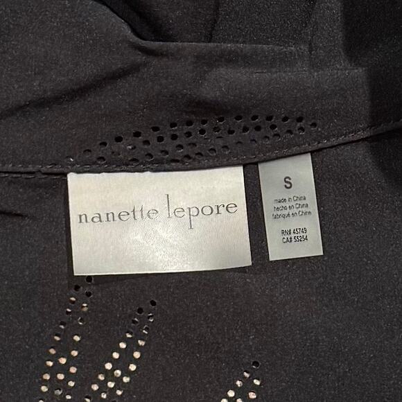 Nanette Lepore Jacket Athleisure Minimalist Perforated Cinch Sleeves Black Small - Picture 3 of 6